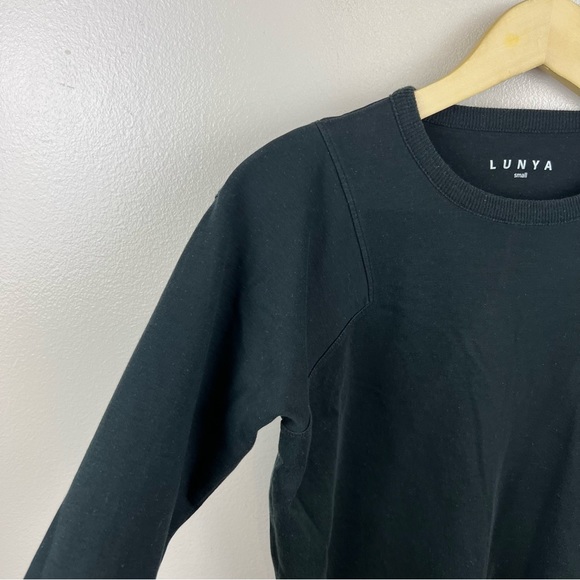 Lunya Pima Long Sleeve Crew T-shirt Womens Size Small Black Thumbholes Lounge - Picture 4 of 10
